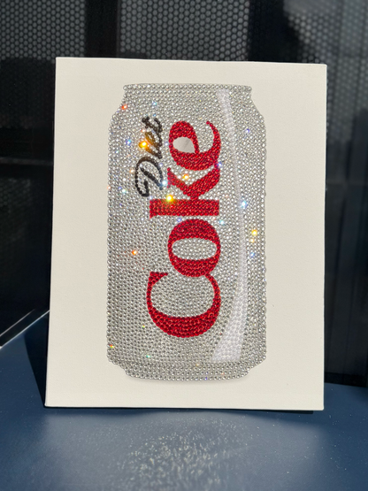 Bedazzled Diet coke can on a canvas